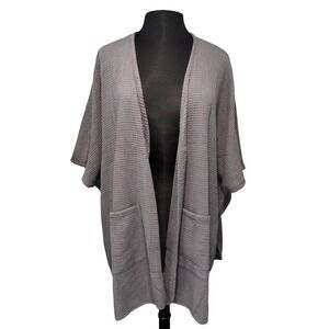 NEW Focus Casual‎ Life Open Cardigan Waffle One Size Pockets Pre Shrunk Gray